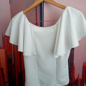 Frilly White Cropped Blouse